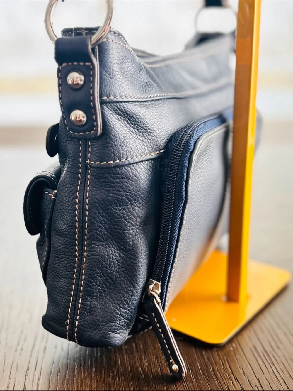 Tignanello Navy Leather Crossbody Organizer Bag